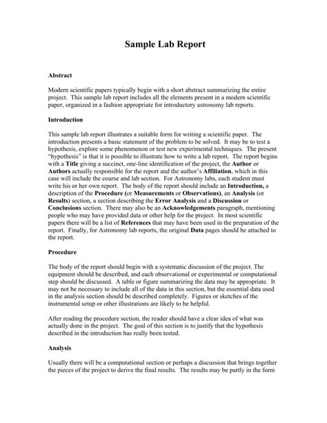 laboratory analysis report|lab report results example.